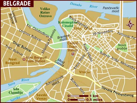 Belgrade serbia tourist map